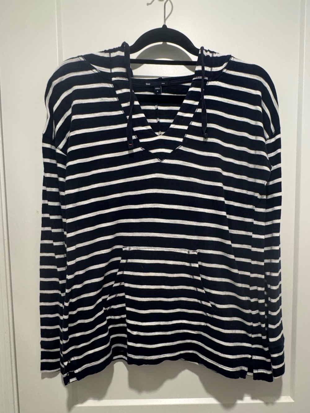 GAP Navy & White Stripe Pullover Long Sleeve with hood